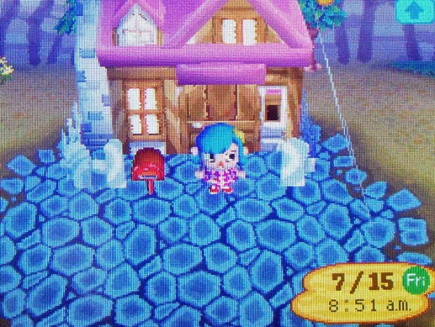 My house exterior with the left wing and pink roof