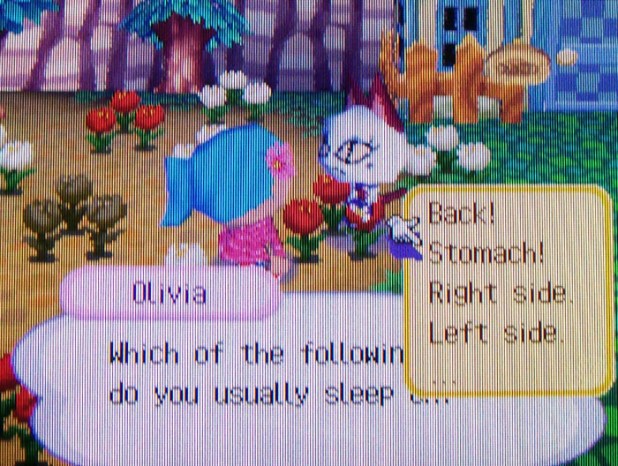 Olivia asking my favorite sleeping position