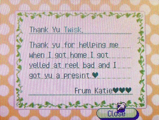 My letter from Katie