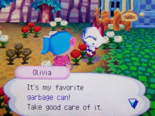 Olivia wants me to take care of her trash can gift