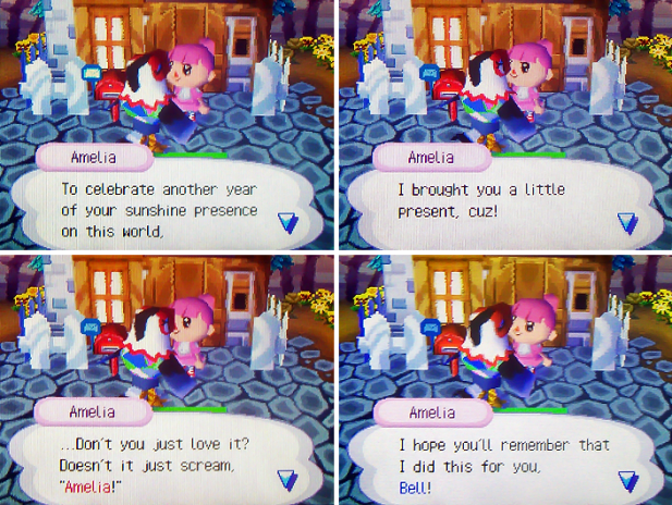 Amelia giving Bell her birthday cake