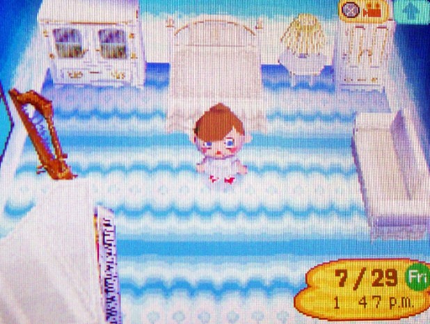 Harmony's cloudy regal room so far -- with a pattern-made cloudy carpet