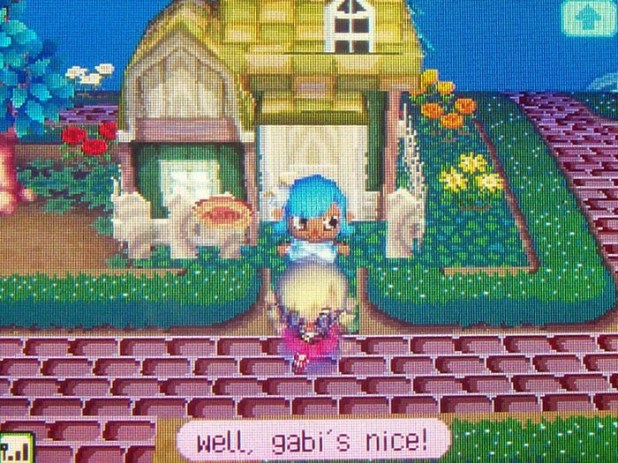 Gabi's house, with neat hedges surrounding