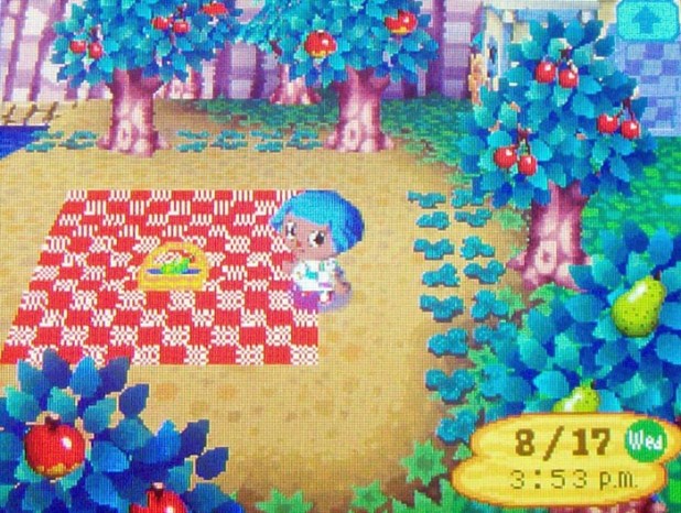 Red-themed picnic area in the north-east corner of town