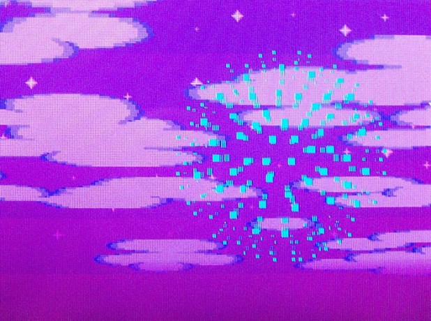 Blue firework on a purple sky