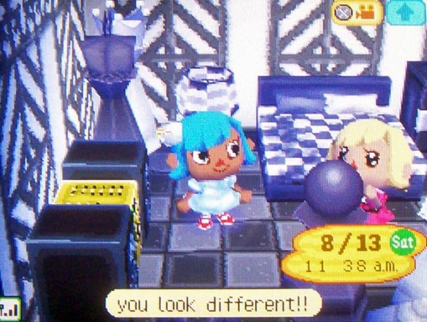 Kammile and I in Melody's room, with Kammile not in her usual triangle shades