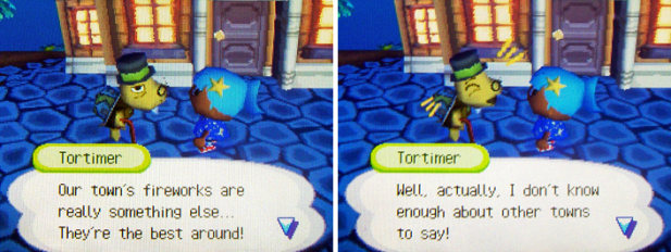 Tortimer says our fireworks are the best fireworks around, but he's not sure 'cause he doesn't know other towns well
