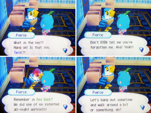 Pierce: What in the hey?! Hang on! Is that you, Twisk?! Don't EVEN tell me you've forgotten me! Remember in Red Bank? We did one of my patented all-night workouts!