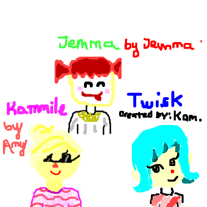 Drawing of Kammile, Jemma, and Twisk