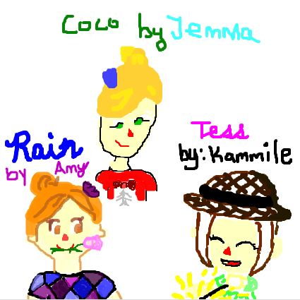 Drawing of Rain, Coco, and Tess