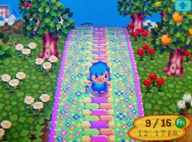 The main paths are too cool in color scheme compared to the warmer grass, as well.