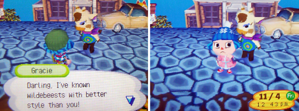 Gracie: Darling, I've known wildebeests with better style than you!