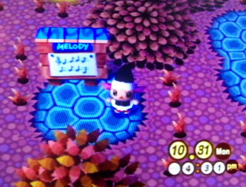 At the post office, with the town tune board