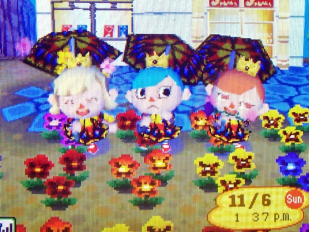 Kammile, Teru, and I wearing the butterfly pattern and crowns