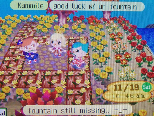 At the empty placeholder for a future fountain pattern on my island