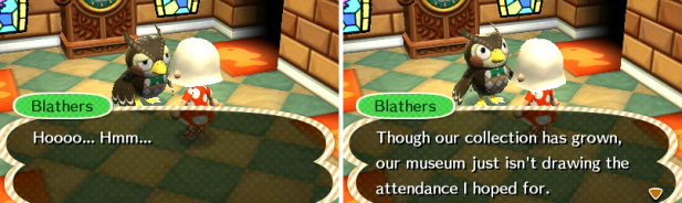 Blathers down about the museum's traffic