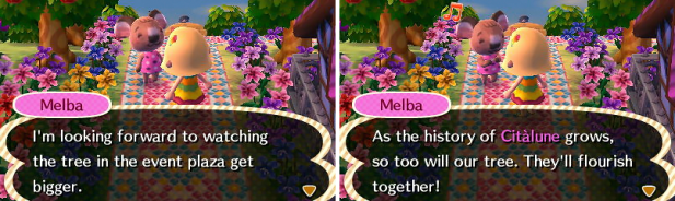 Melba wanting to watch the town tree grow