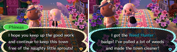 Receiving the weed hunter badge