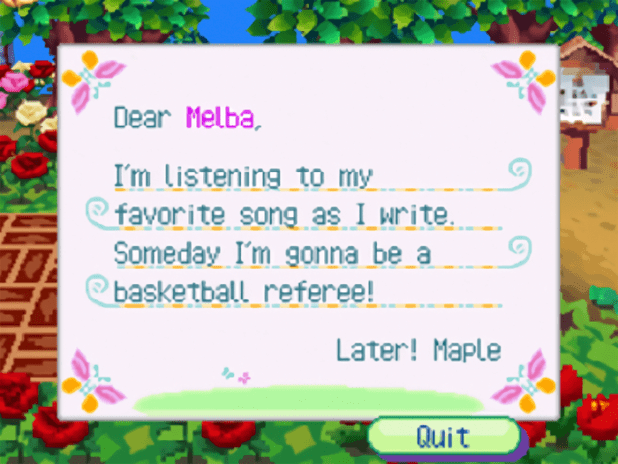 Dear Melba, I'm listening to my favorite song as I write. Someday I'm gonna be a basketball referee!