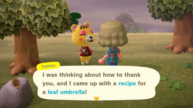 Tammy-I was thinking about how to thank you, and I came up with a recipe for a leaf umbrella!